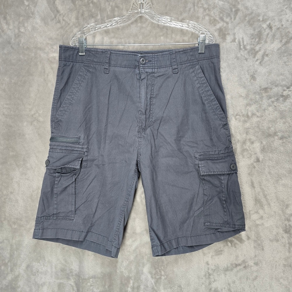 Wear First Cargo Shorts Mens 38 Gray Stretch Cotton Blend Utility Pockets Hiking